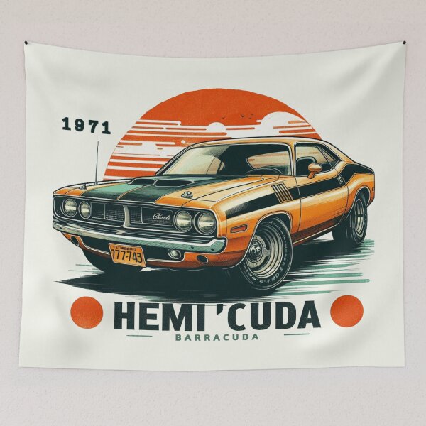 Item preview, 1971 Hemi 'Cuda Barracuda Muscle Car designed and sold by CreepyCornerArt.