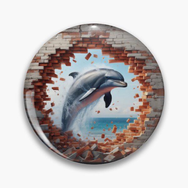 Item preview, Dolphin Dive - 3D Ocean Wall Art  designed and sold by ShobulousStudio.