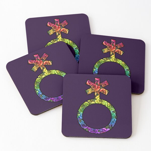 Item preview, Nonbinary Symbol with Rainbow Roses designed and sold by Art by Veya.