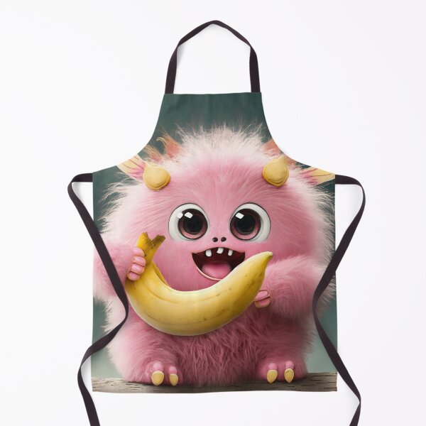 Item preview, A cute fluffy pink monster eating banana designed and sold by Westcoast Kids.