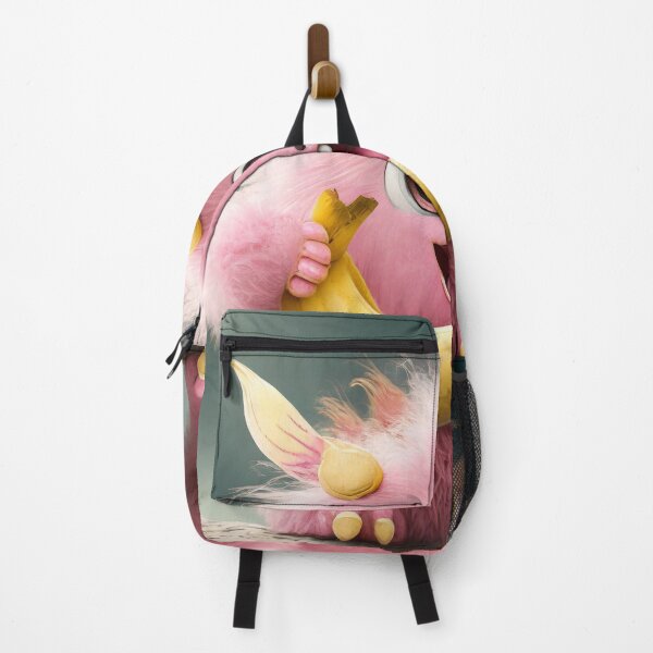 Item preview, A cute fluffy pink monster eating banana designed and sold by Westcoast Kids.