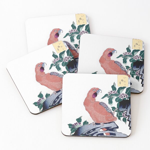 Item preview, Japanese Pink Parrot (1859)  Vintage Woodblock Print by Nakayama Sūgakudō designed and sold by BossyCatHome.