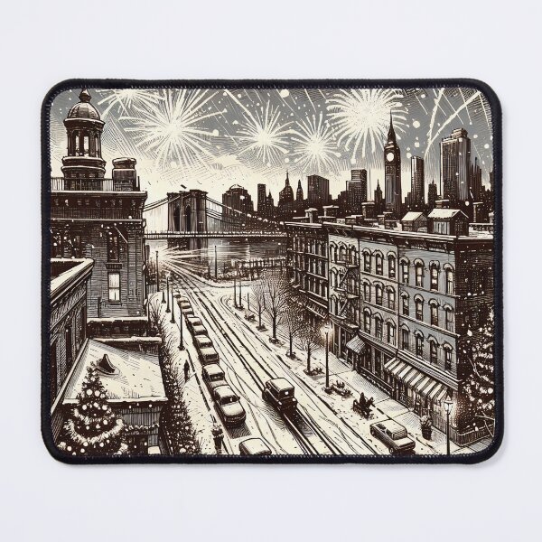 Item preview, Winter's Sparkle Over Snowy Cityscape designed and sold by PictorialWhimsy.