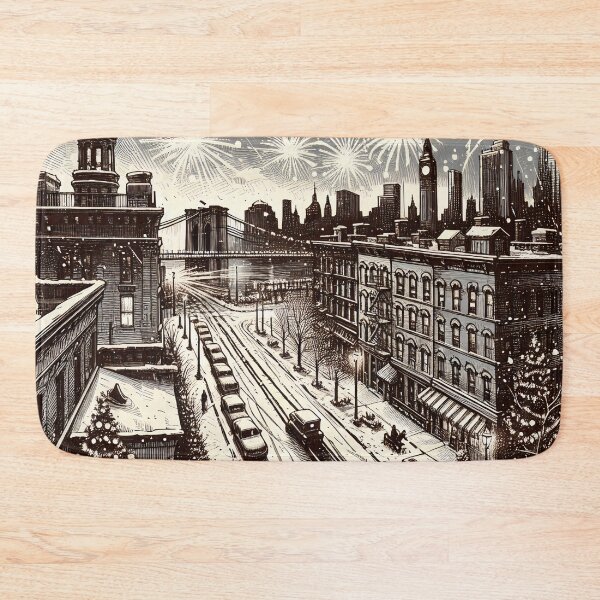 Item preview, Winter's Sparkle Over Snowy Cityscape designed and sold by PictorialWhimsy.