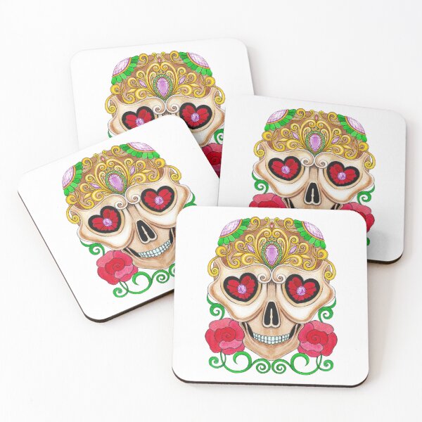 Item preview, Sugarskull fancy vintage and gems day of the dead hand painting. designed and sold by Jiwsurreal.