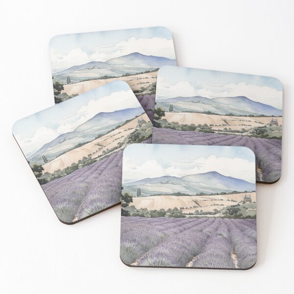 Item preview, Provence landscape painting, lavender field and mountain designed and sold by mliotard.