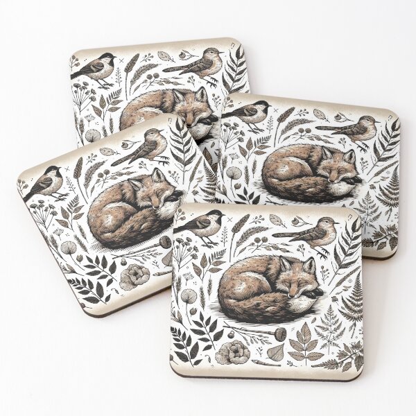 Item preview, Slumbering Fox Amidst Enchanted Flora designed and sold by PictorialWhimsy.