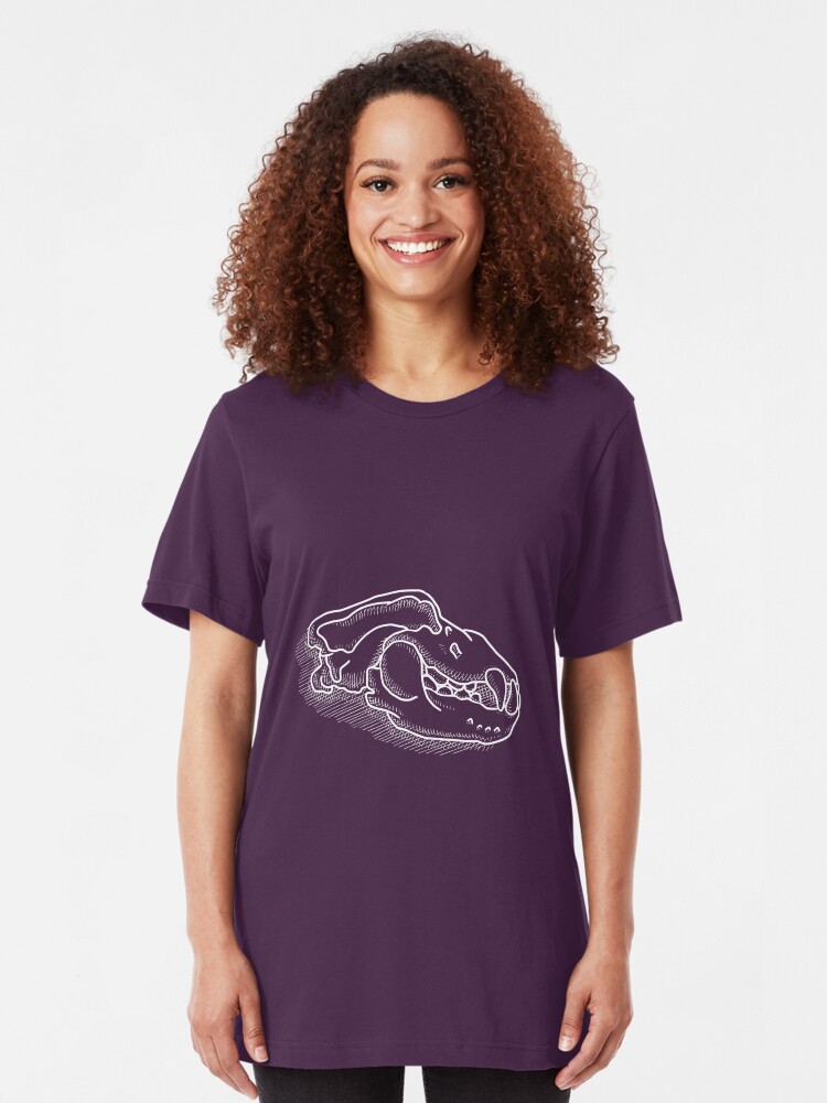 Ursus Spelaeus Crâne Dours De Caverne Dessin Au Trait Blanc T Shirt Ajusté