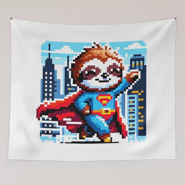 Item preview, Cityscape Sloth Defender: Unique Pixel Art Hero designed and sold by PixelPunkster.