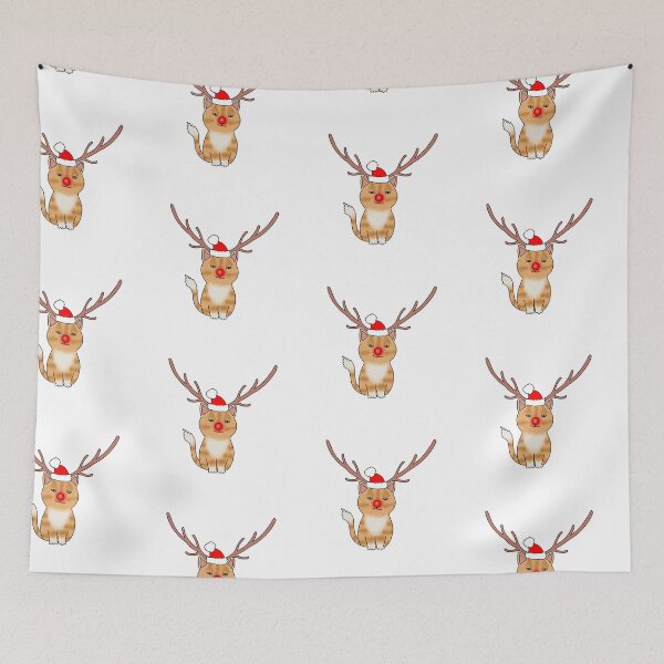 Item preview, Fluffy Orange cat rudolph reindeer christmas  designed and sold by Becky-Marie.
