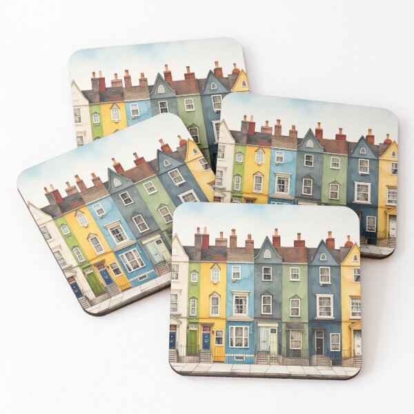 Item preview, Row of Terraced Houses Colourful designed and sold by whitecat23.
