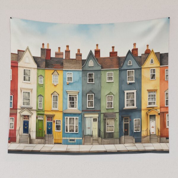 Item preview, Row of Terraced Houses Colourful designed and sold by whitecat23.