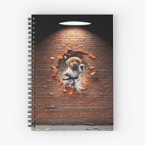 Item preview, Karate Pup Breakthrough - 3D Brick Wall Design designed and sold by ShobulousStudio.