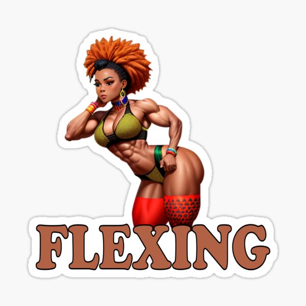 Flexing Muscle Girl Sticker - Flexing Muscle Girl - Discover