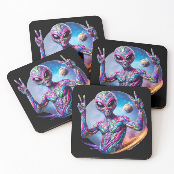 Item preview, Psychedelic Alien Selfie. Colorful Alien taking a selfie designed and sold by SideKickCreates.
