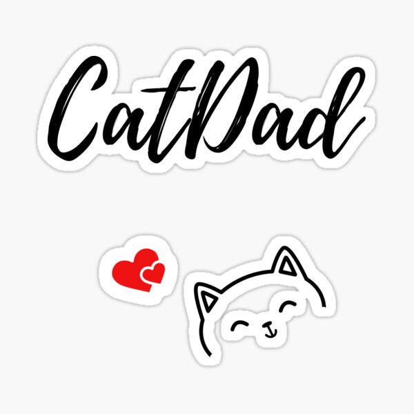 Catdad with cute cat and hearts Sticker