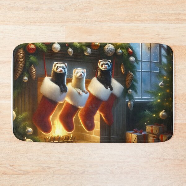 Item preview, Christmas Ferrets in stockings designed and sold by Truck Stop One.
