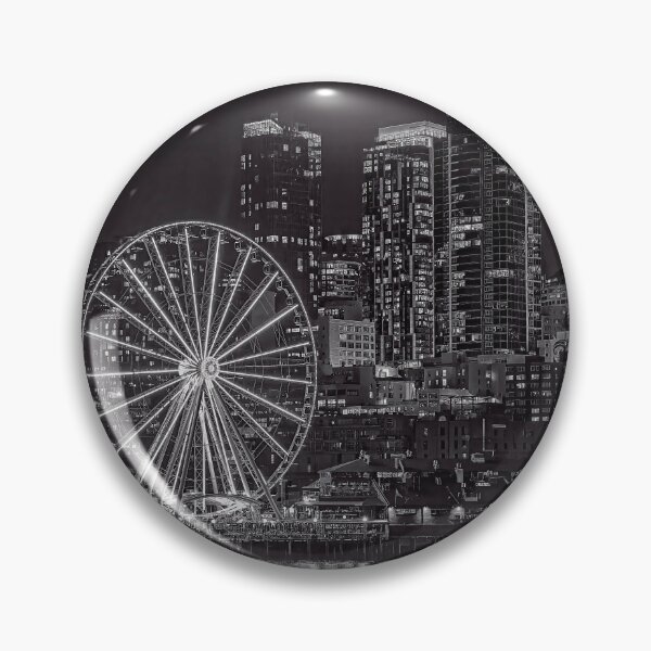 Item preview, Black and White photo of Seattle skyline from ferry designed and sold by noblephoto.