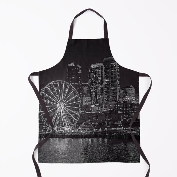 Item preview, Black and White photo of Seattle skyline from ferry designed and sold by noblephoto.
