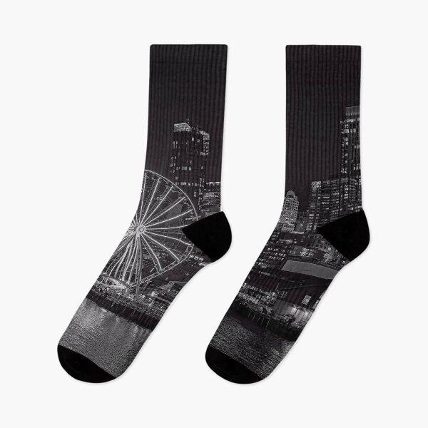 Item preview, Black and White photo of Seattle skyline from ferry designed and sold by noblephoto.