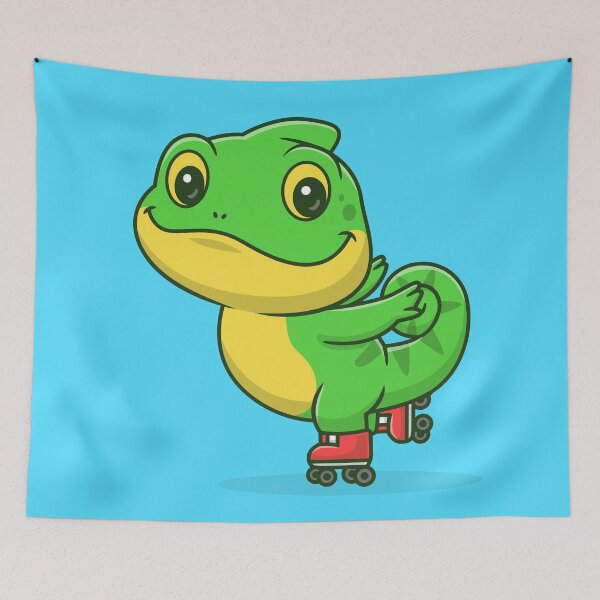 Item preview, Rolling Chameleon Fun: Cute Roller-Skating Cartoon Vector Illustration designed and sold by hjian8219.