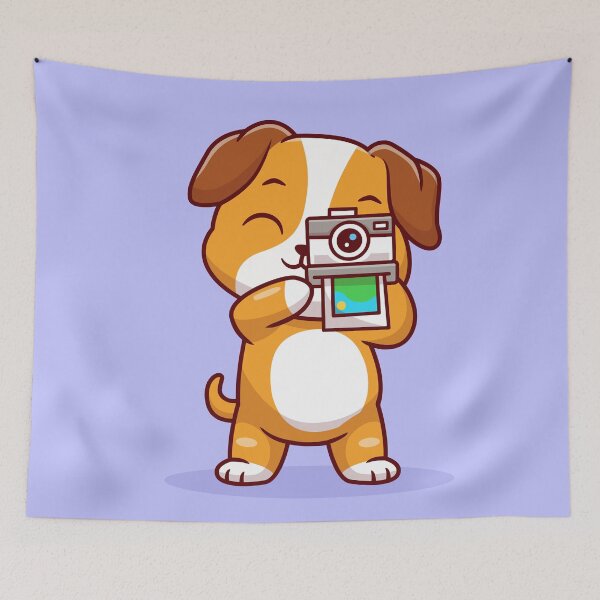 Item preview, Paw-tographer Pug: Cute Dog with Camera Cartoon Vector Illustration designed and sold by hjian8219.