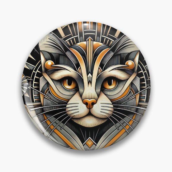 Item preview, Art Deco Inspired Geometric Cat Portrait - Modern Feline Elegance Artwork designed and sold by bsilvia.
