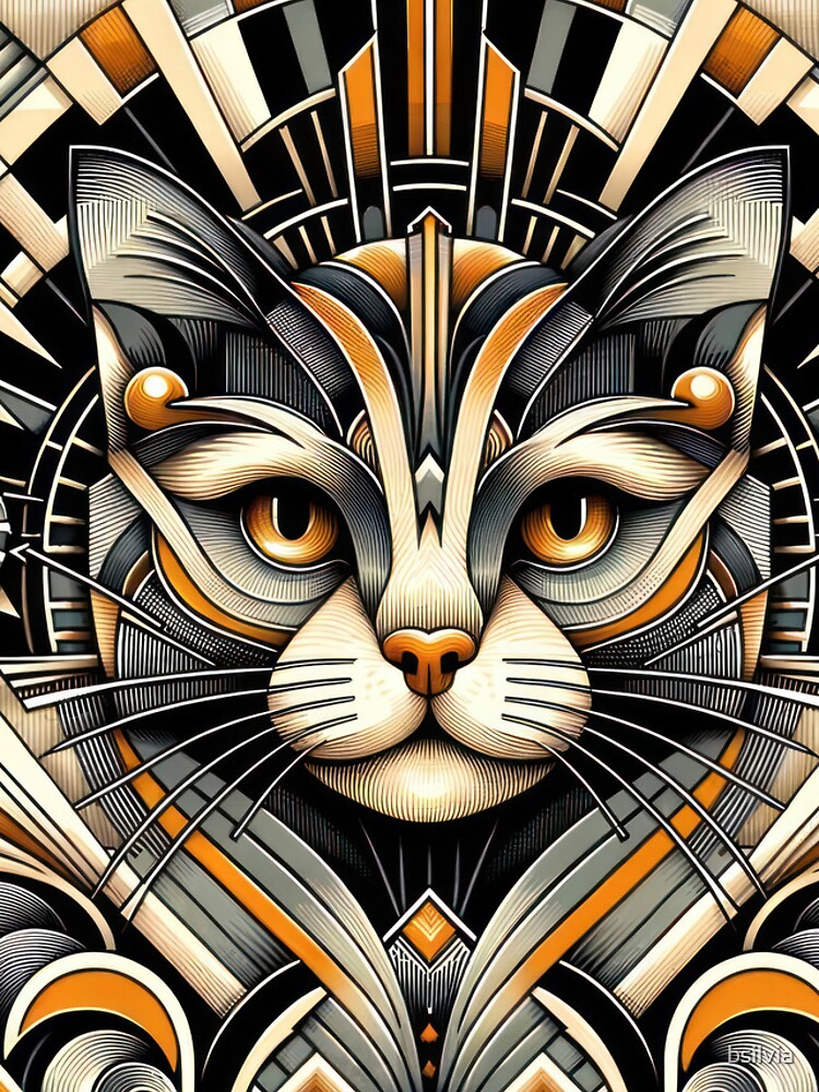 Thumbnail 4 of 4, iPhone Case, Art Deco Inspired Geometric Cat Portrait - Modern Feline Elegance Artwork designed and sold by bsilvia.