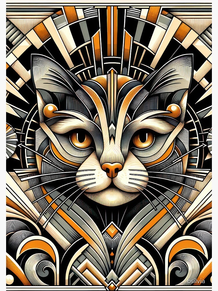 Thumbnail 3 of 3, Journal, Art Deco Inspired Geometric Cat Portrait - Modern Feline Elegance Artwork designed and sold by bsilvia.