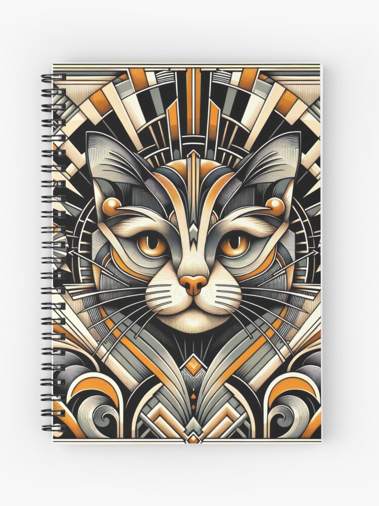 Thumbnail 1 of 3, Journal, Art Deco Inspired Geometric Cat Portrait - Modern Feline Elegance Artwork designed and sold by bsilvia.