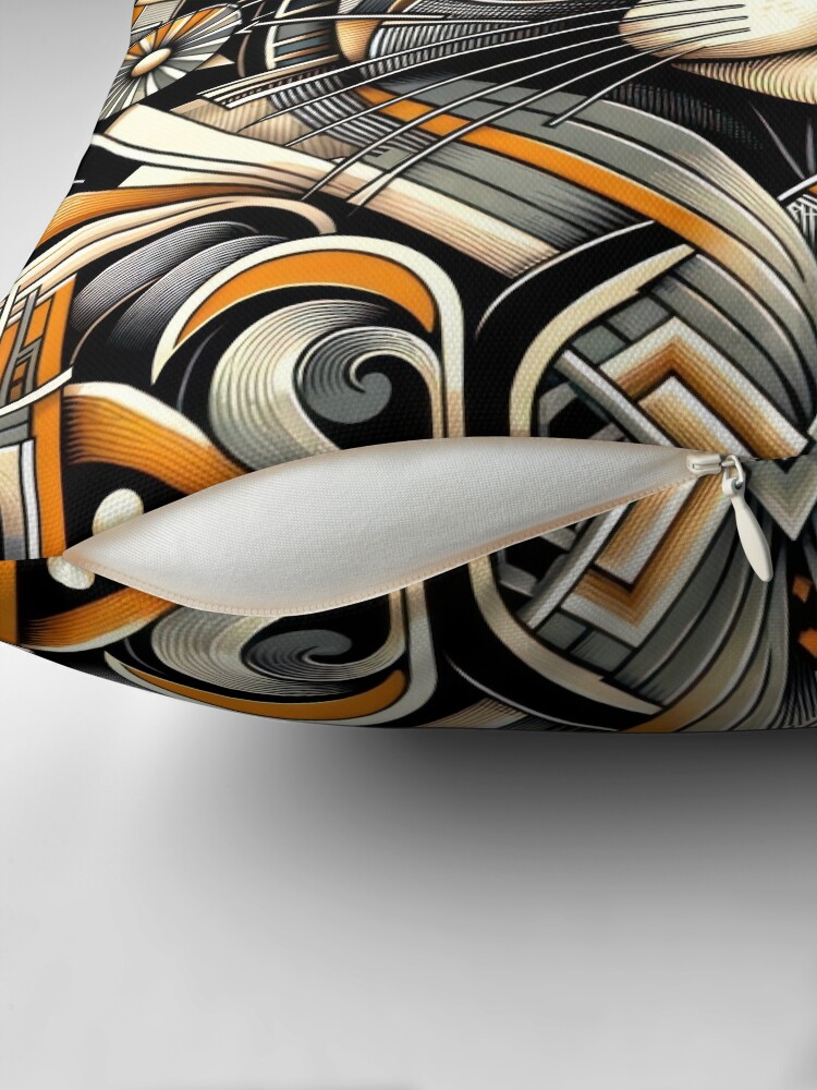 Thumbnail 2 of 4, Pillow, Art Deco Inspired Geometric Cat Portrait - Modern Feline Elegance Artwork designed and sold by bsilvia.