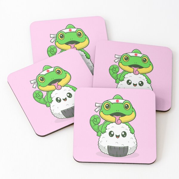 Item preview, Sushi Sorcerer: Cute Chameleon Chef with Onigiri Vector Icon Illustration designed and sold by hjian8219.