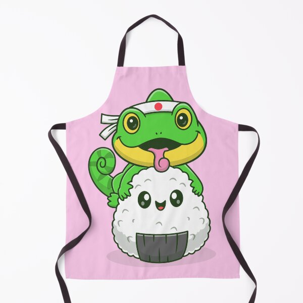 Item preview, Sushi Sorcerer: Cute Chameleon Chef with Onigiri Vector Icon Illustration designed and sold by hjian8219.