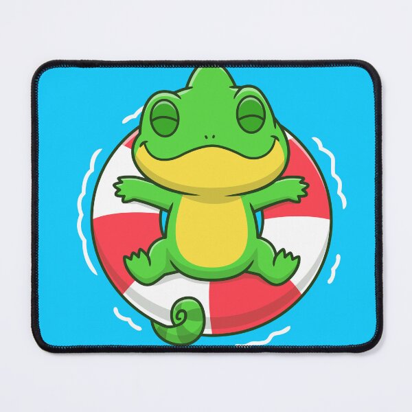 Item preview, Chill Vibes: Cute Chameleon Lounging on Swimming Tires Vector Icon Illustration designed and sold by hjian8219.