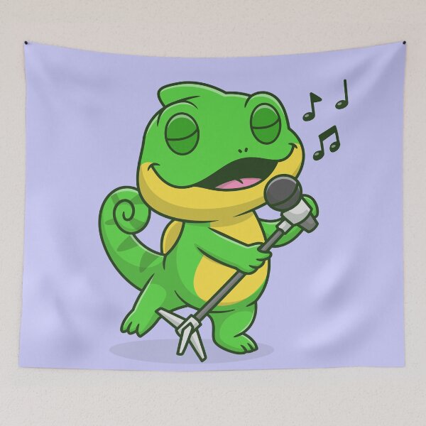 Item preview, Melodic ChMelodic Chameleon: Cute Chameleon Singing with Microphone Vector Icon Illustrationameleon: Cute Chameleon Singing with Microphone Vector Icon Illustration designed and sold by hjian8219.
