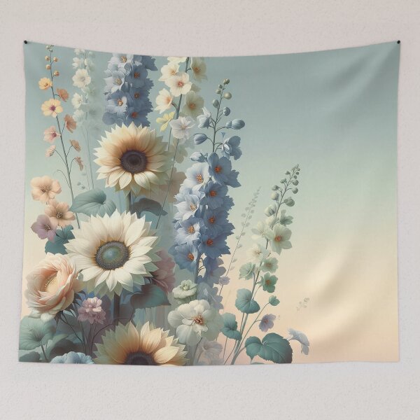 Item preview, Serene Sunflowers and Delphiniums Retreat designed and sold by floraldesigns-v.
