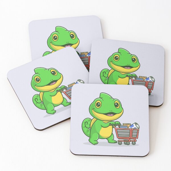 Item preview, Grocery Guru Chameleon: Cute Chameleon with Shopping Trolley Cartoon Vector Icon Illustration designed and sold by hjian8219.