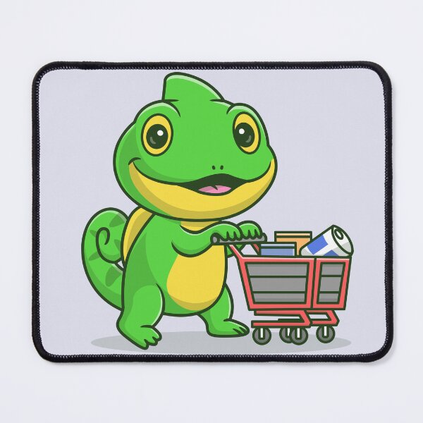 Item preview, Grocery Guru Chameleon: Cute Chameleon with Shopping Trolley Cartoon Vector Icon Illustration designed and sold by hjian8219.
