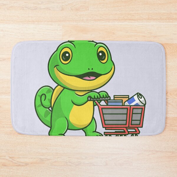 Item preview, Grocery Guru Chameleon: Cute Chameleon with Shopping Trolley Cartoon Vector Icon Illustration designed and sold by hjian8219.