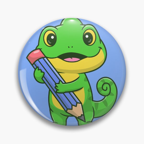 Item preview, Artistic Chameleon: Cute Chameleon Holding Pencil Cartoon Vector Icon Illustration designed and sold by hjian8219.