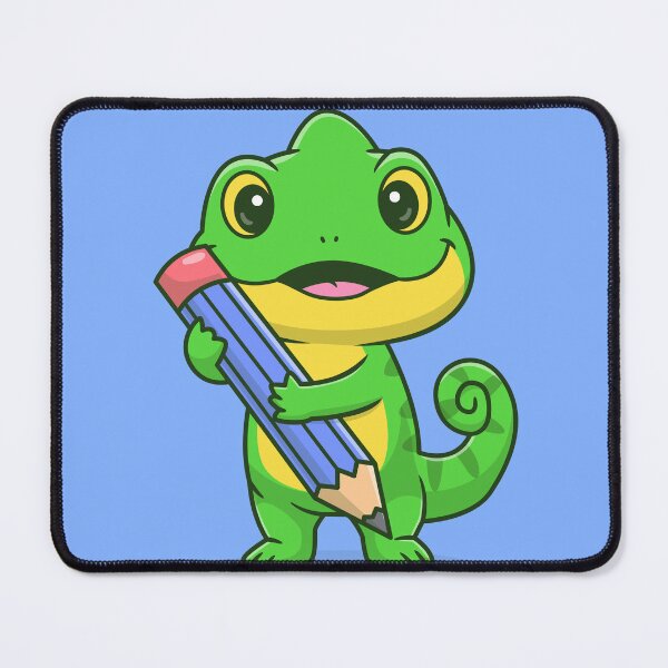 Item preview, Artistic Chameleon: Cute Chameleon Holding Pencil Cartoon Vector Icon Illustration designed and sold by hjian8219.
