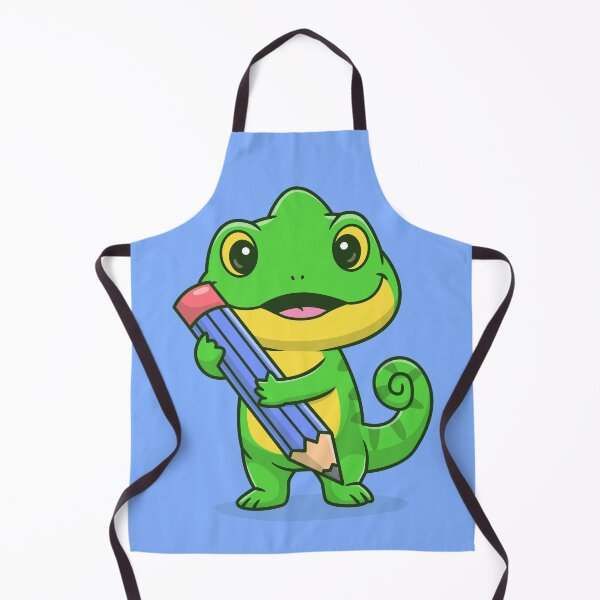 Item preview, Artistic Chameleon: Cute Chameleon Holding Pencil Cartoon Vector Icon Illustration designed and sold by hjian8219.