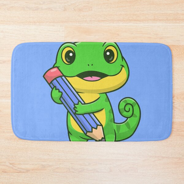 Item preview, Artistic Chameleon: Cute Chameleon Holding Pencil Cartoon Vector Icon Illustration designed and sold by hjian8219.
