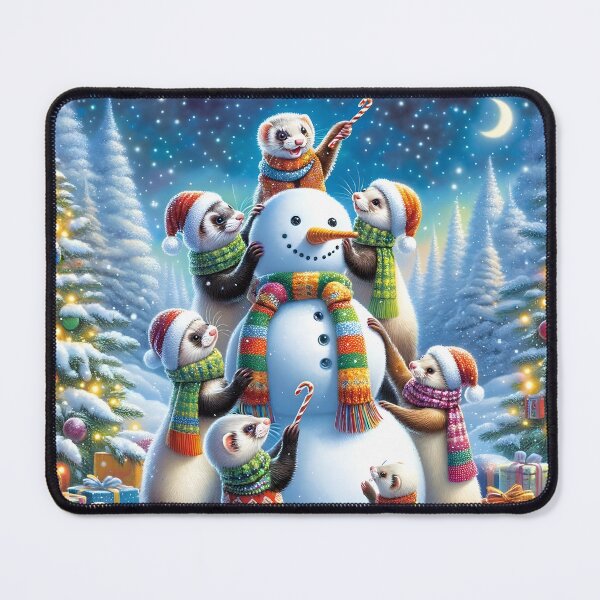 Item preview, Christmas Ferrets Building a snowman designed and sold by Truck Stop One.