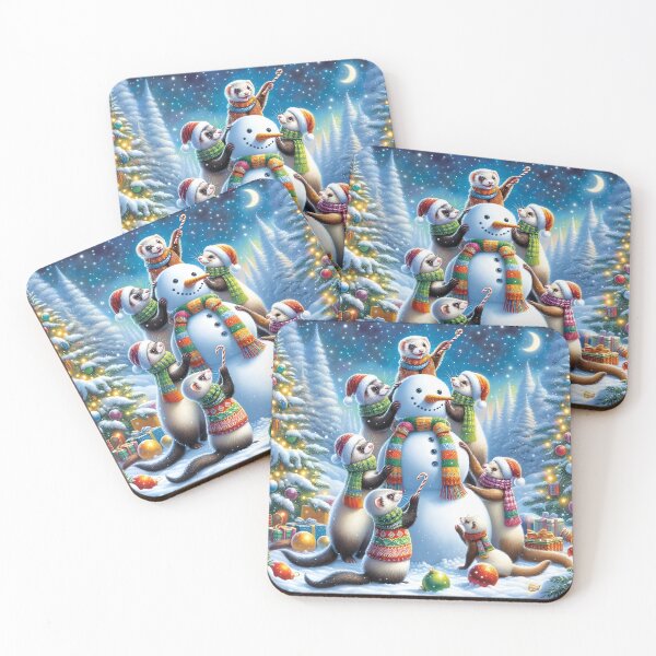 Item preview, Christmas Ferrets Building a snowman designed and sold by Truck Stop One.