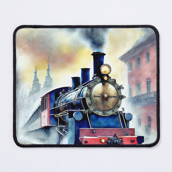 Item preview, A vintage, steam-powered locomotive chugging through a misty, Victorian-era city designed and sold by Westcoast Kids.