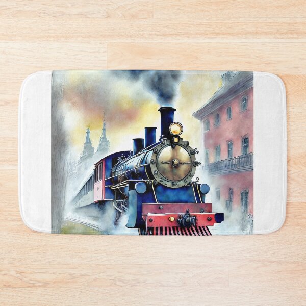 Item preview, A vintage, steam-powered locomotive chugging through a misty, Victorian-era city designed and sold by Westcoast Kids.