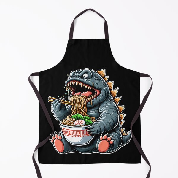 Aperçu de l'œuvre Godzilla mignon mangeant du Ramen créée et vendue par melvtec.