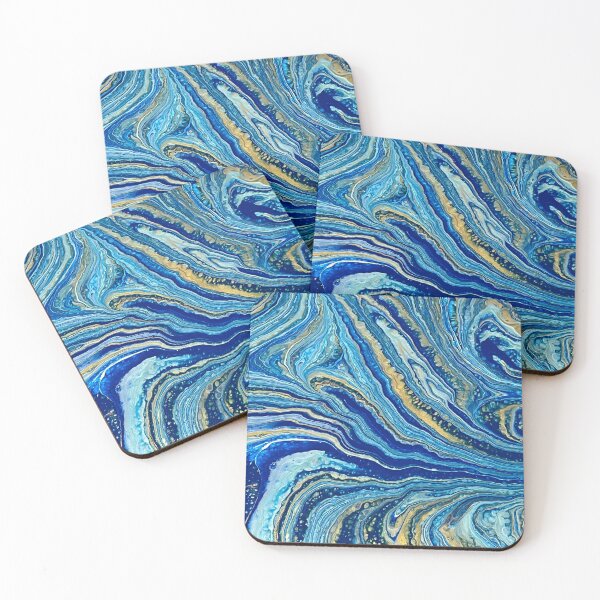 Item preview, Blue, gold and white pour using a marble  designed and sold by Hmelliger.