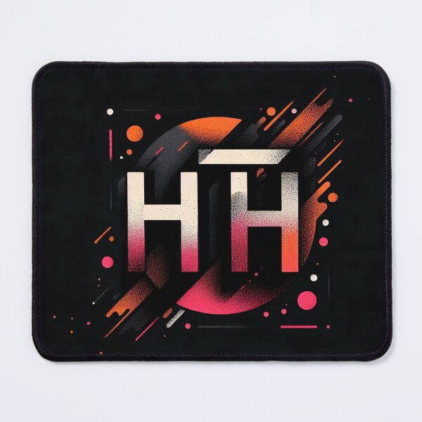 Item preview, "Mystical Fusion: Orange, Pink, Purple Letters 'HTA' on Dark Background" designed and sold by Huycao211.